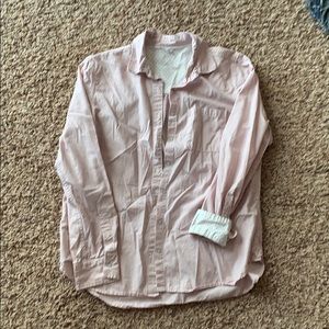 Pink and white sz l button down shirt